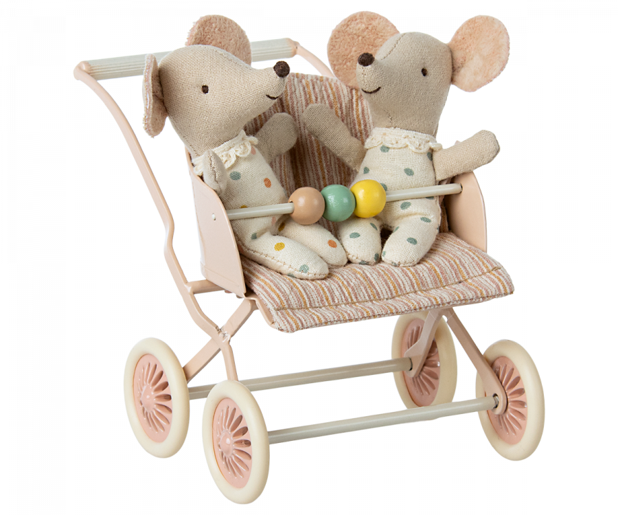 Maileg Stroller, Baby mice - Rose