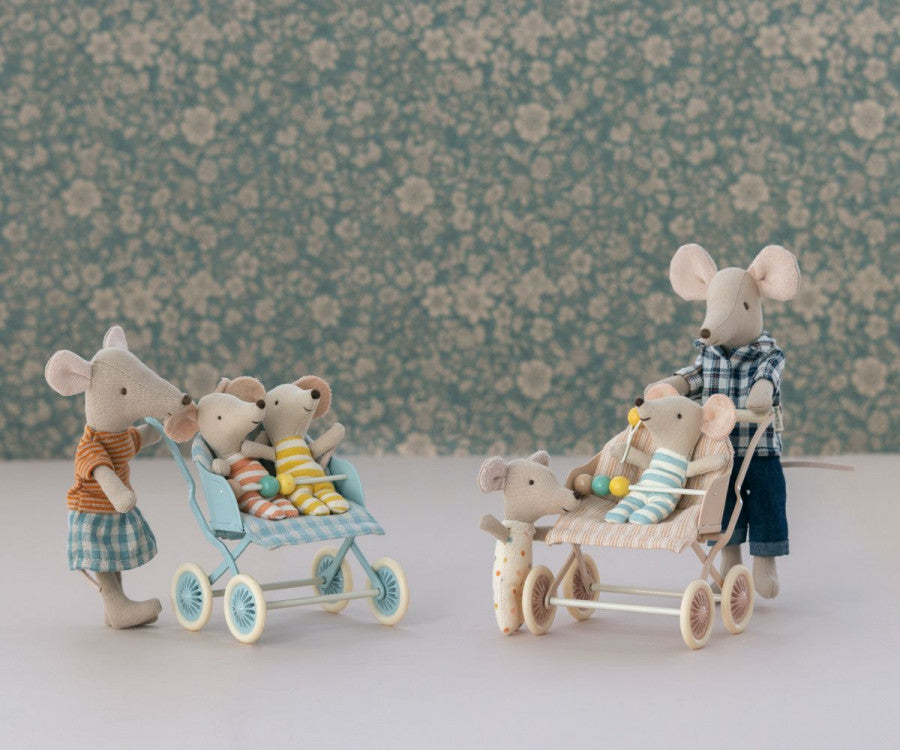 Maileg Stroller, Baby mice - Rose