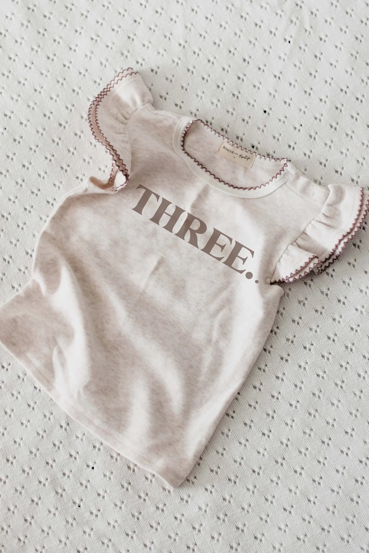 Bencer & Hazelnut Three Birthday Tee - Mushroom