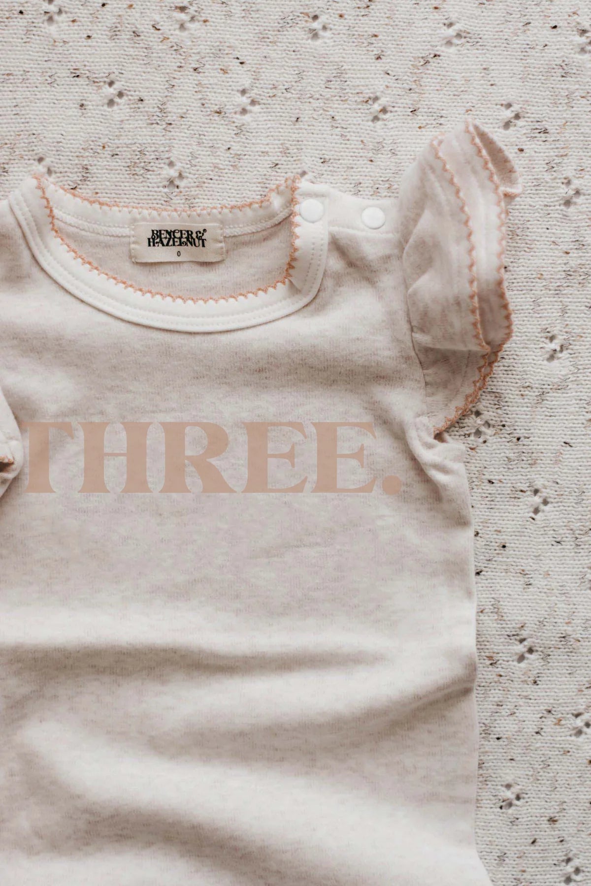 Bencer & Hazelnut Three Birthday Tee - Peach
