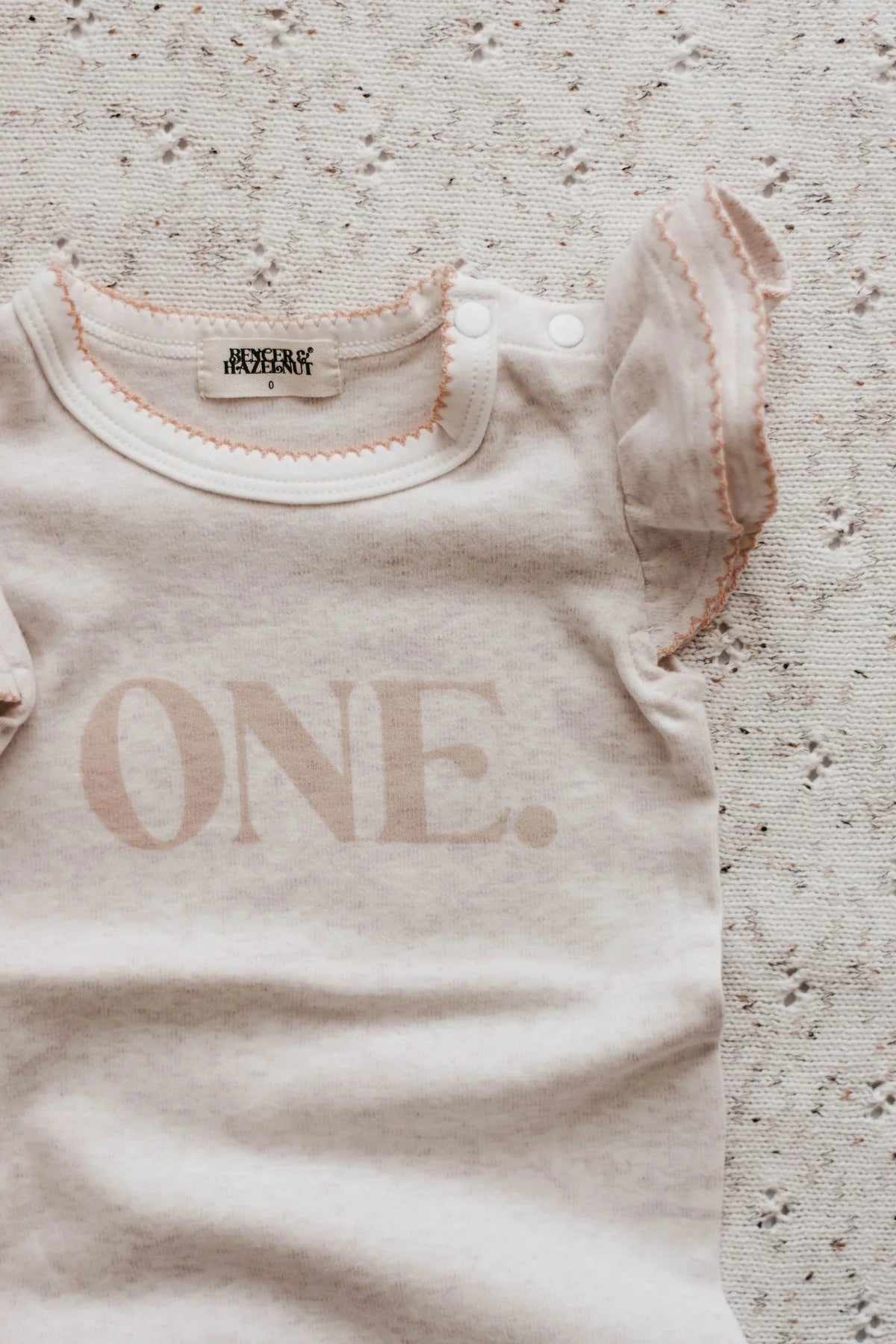 Bencer & Hazelnut One Birthday Bodysuit - Peach