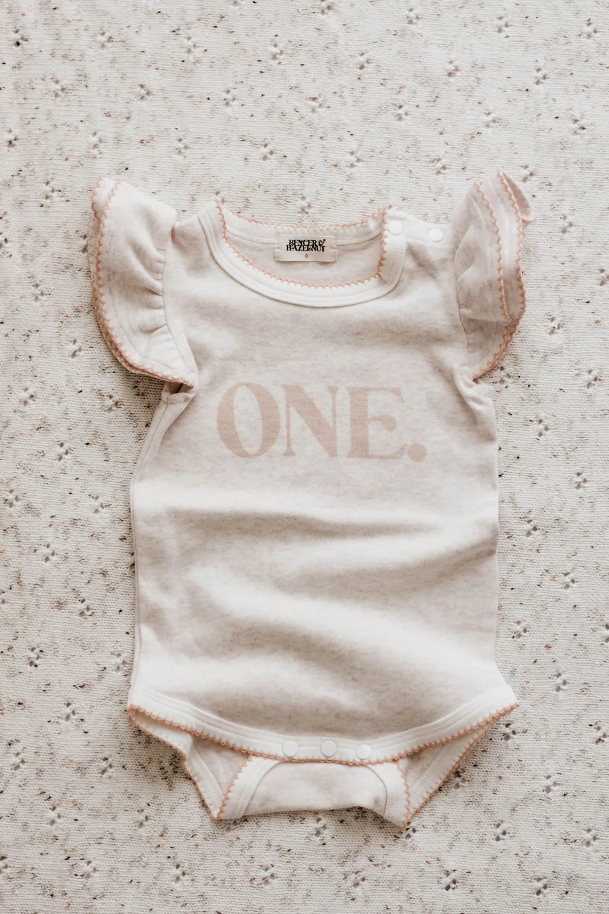 Bencer & Hazelnut One Birthday Bodysuit - Peach