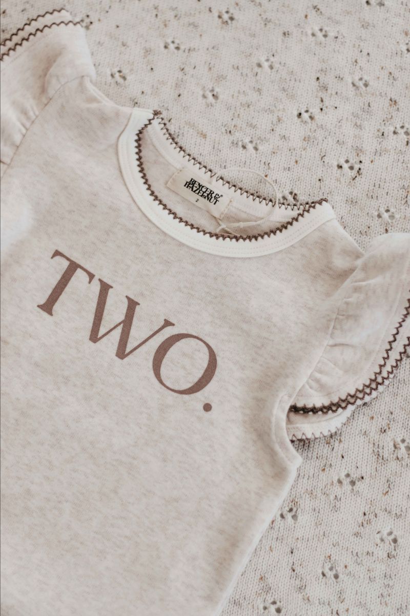 Bencer & Hazelnut Two Birthday Tee - Mushroom