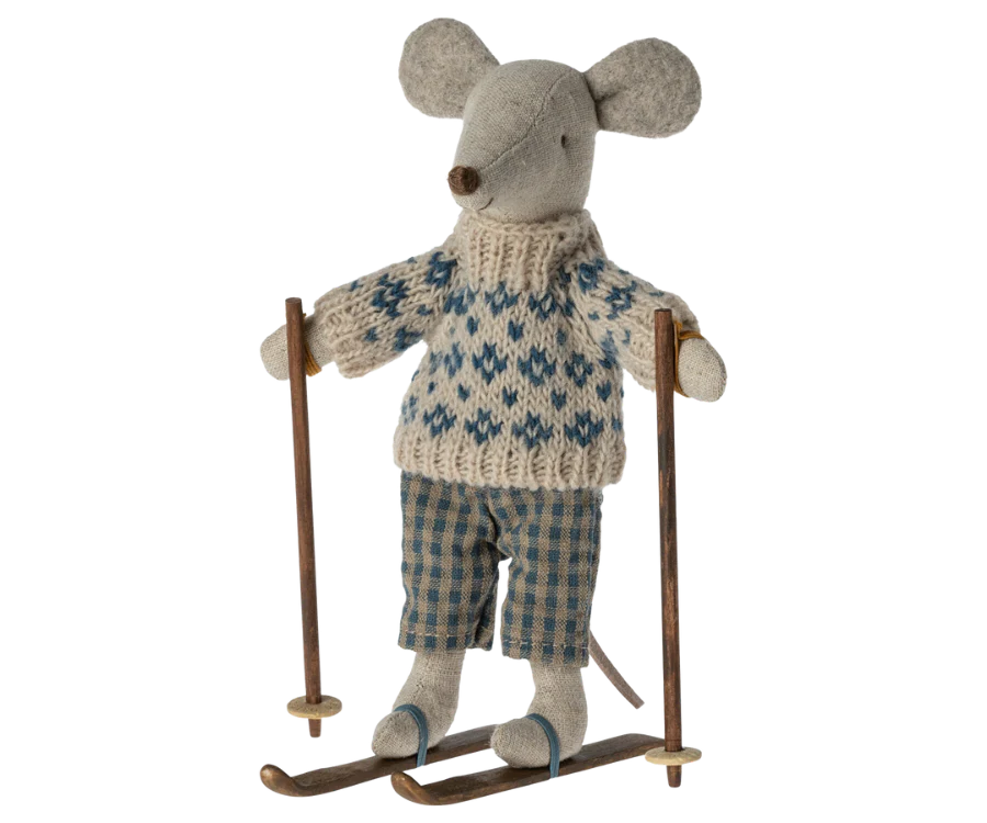Maileg Winter Mouse with Ski Set, Dad
