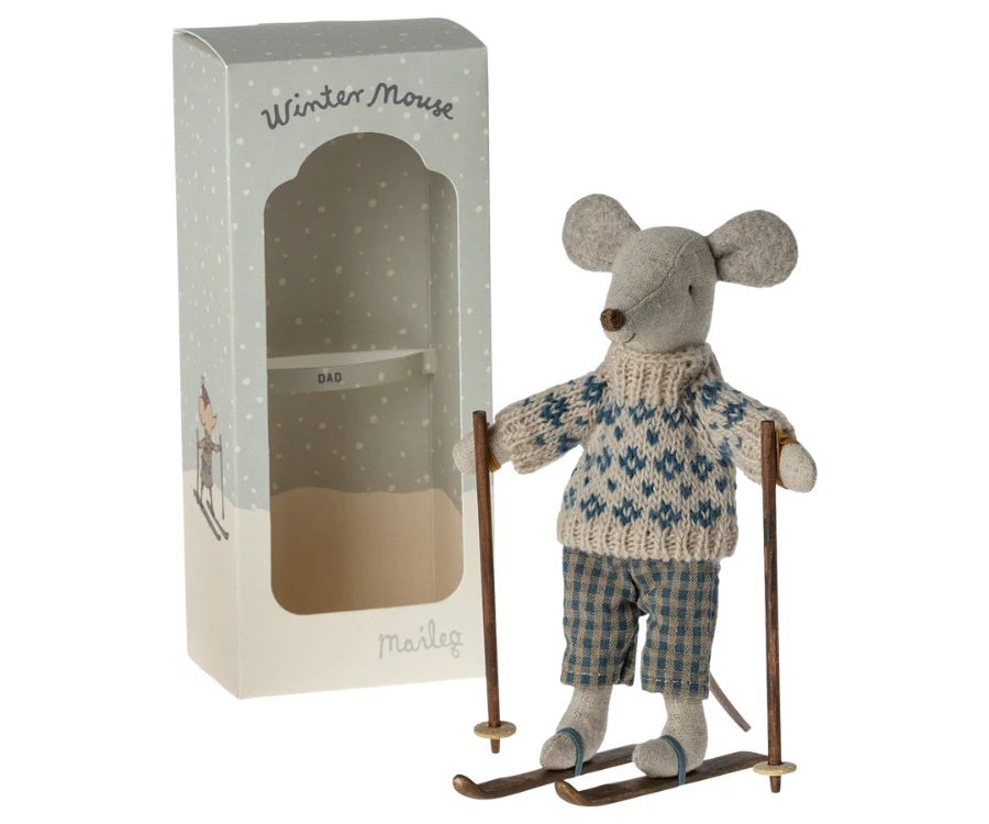 Maileg Winter Mouse with Ski Set, Dad