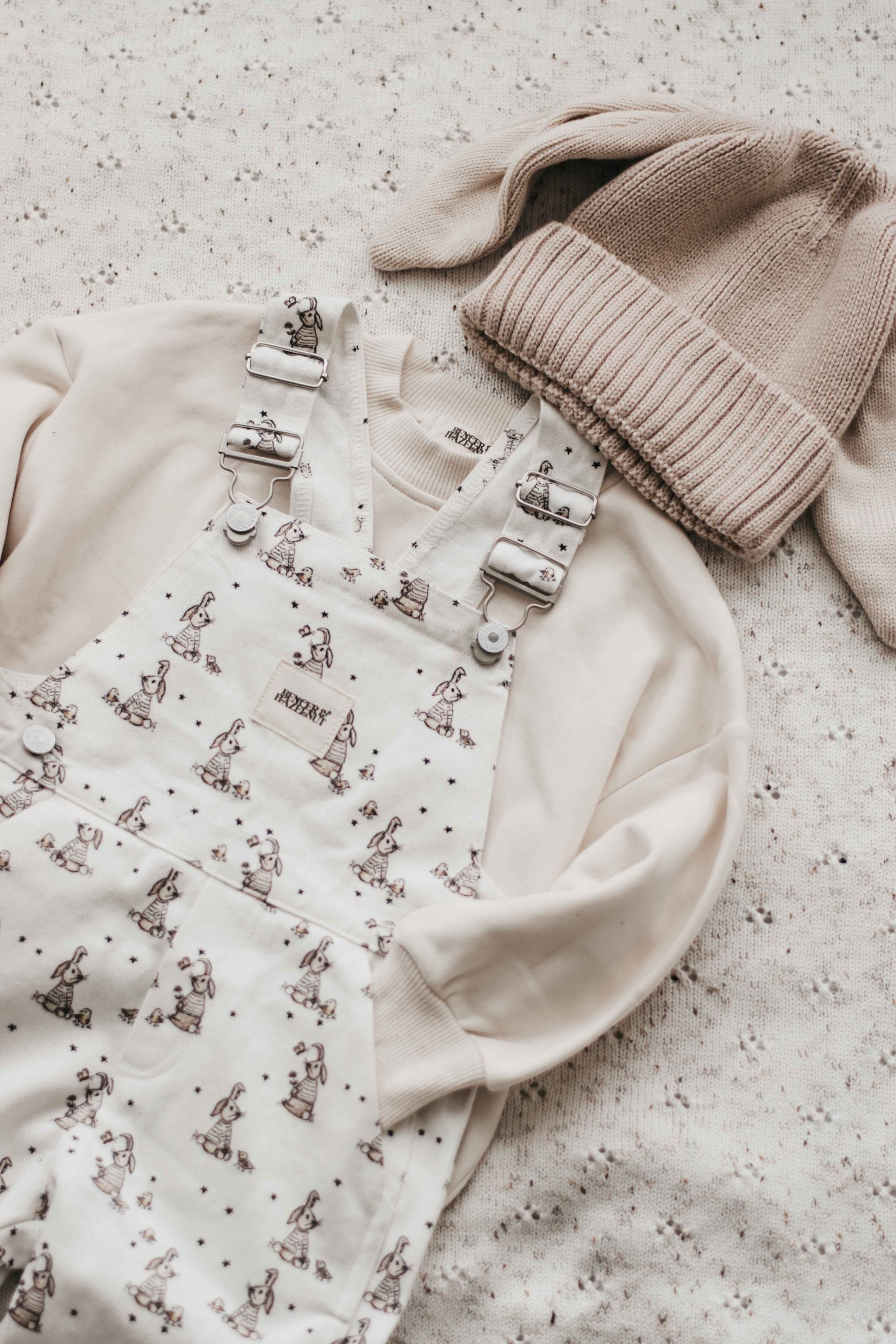 Bencer & Hazelnut Little Bunnies Denim Overalls