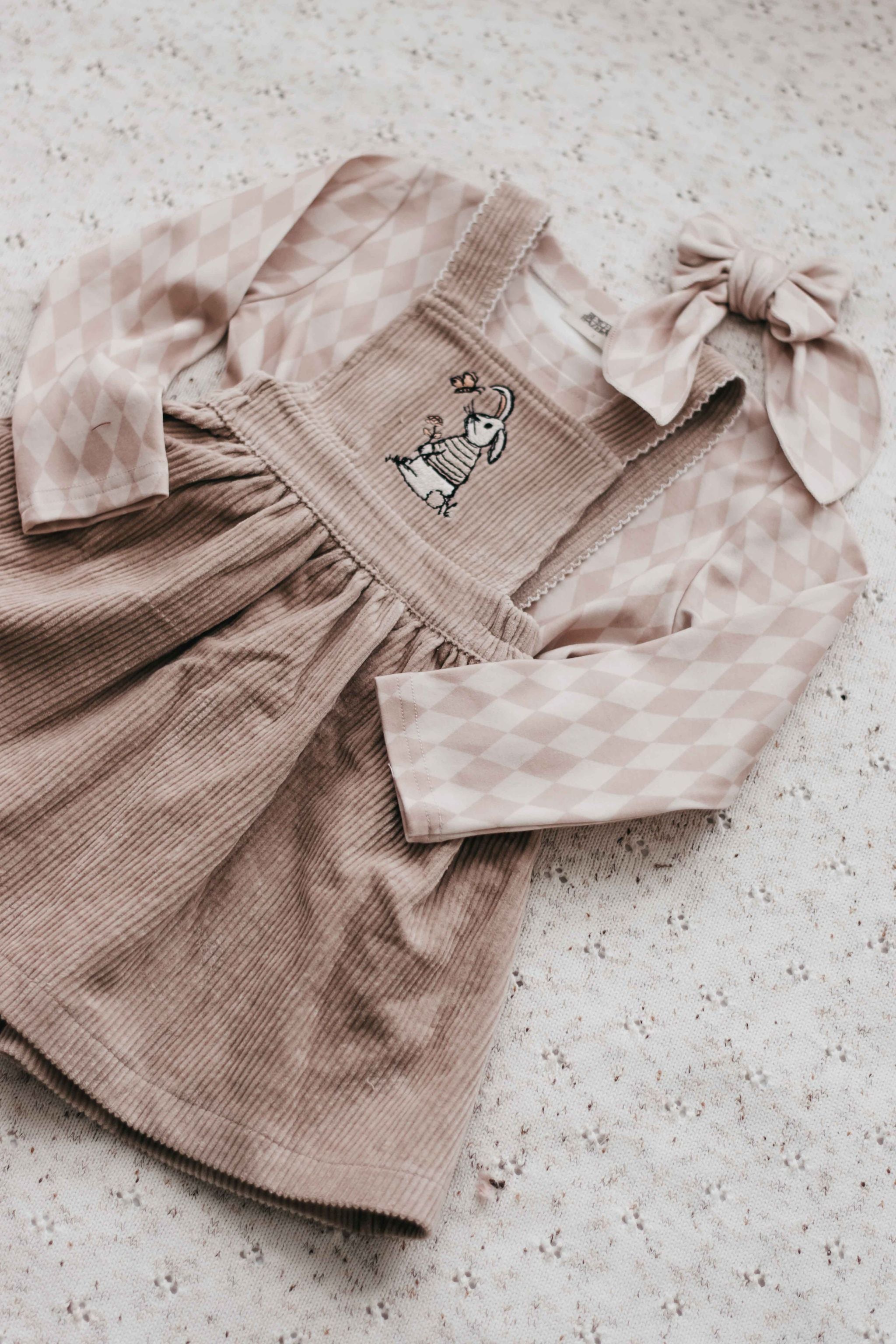 Bencer & Hazelnut Khaki Bunny Pinafore