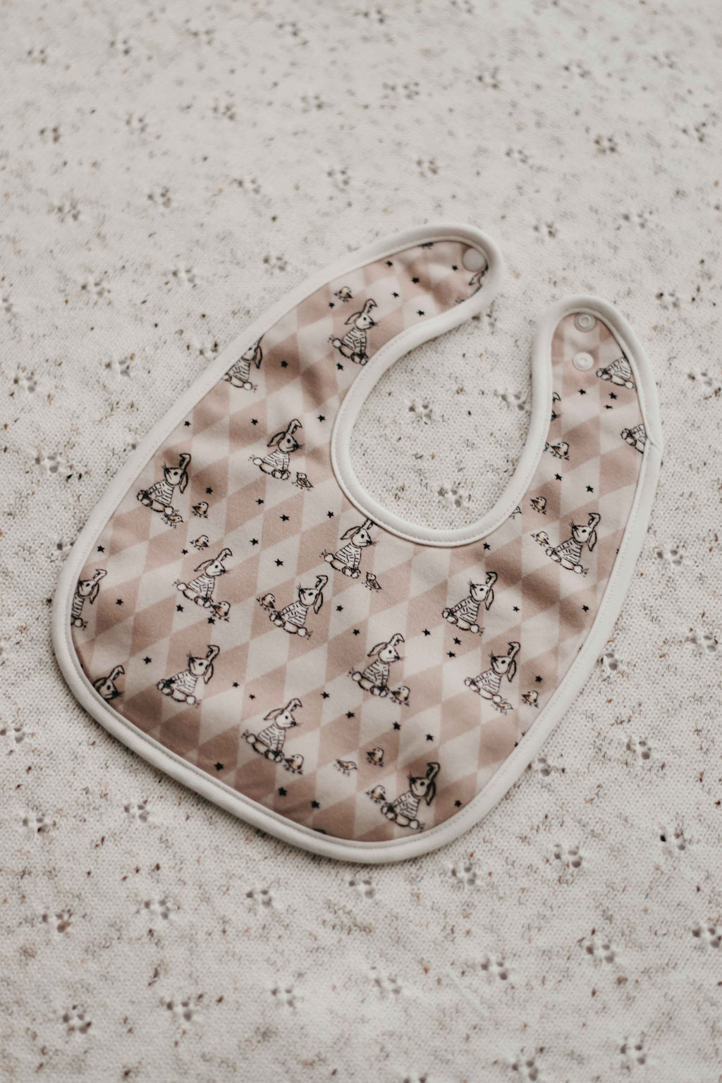 Bencer & Hazelnut Rose Diamond Bunnies Bib