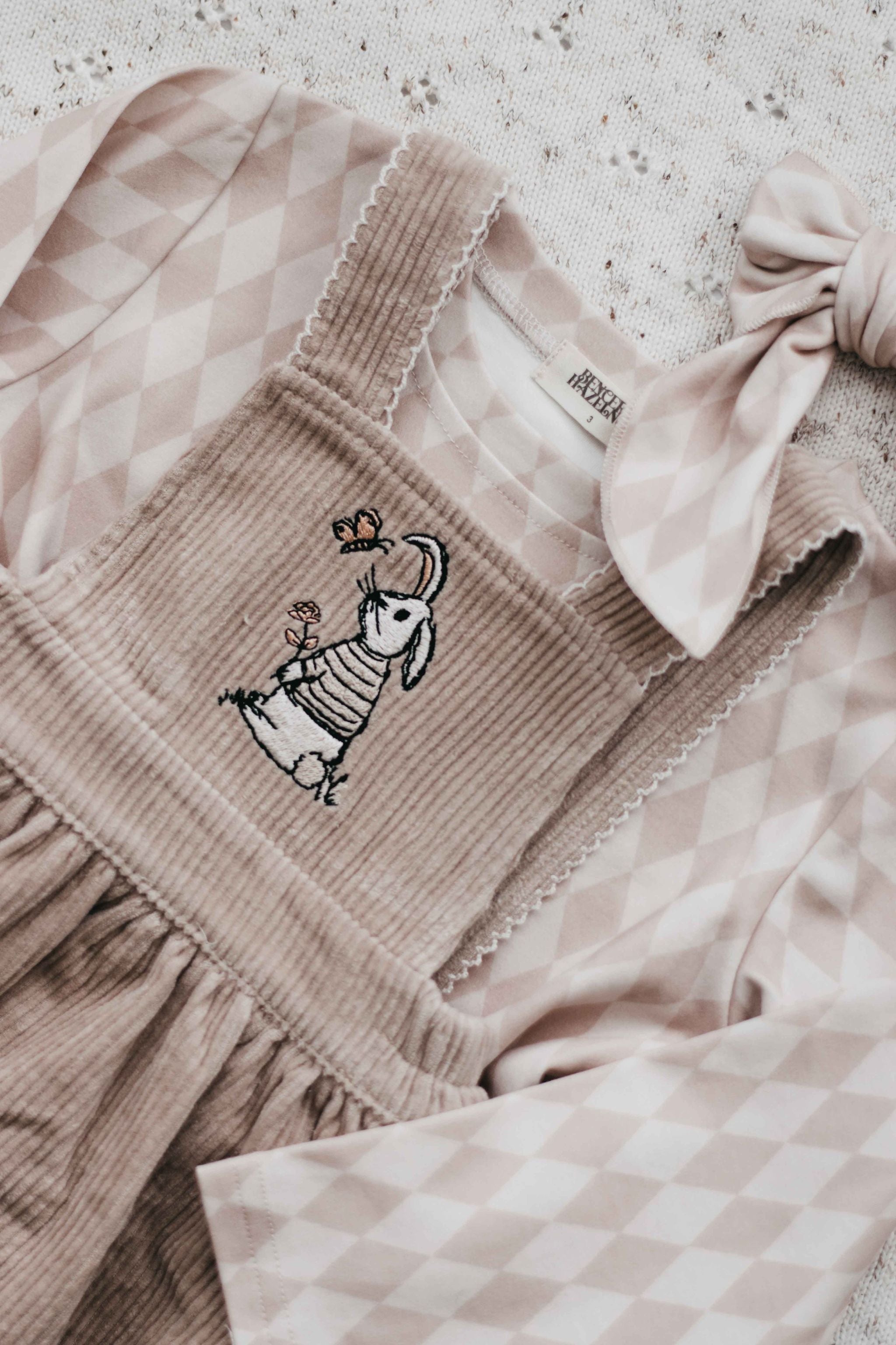 Bencer & Hazelnut Khaki Bunny Pinafore