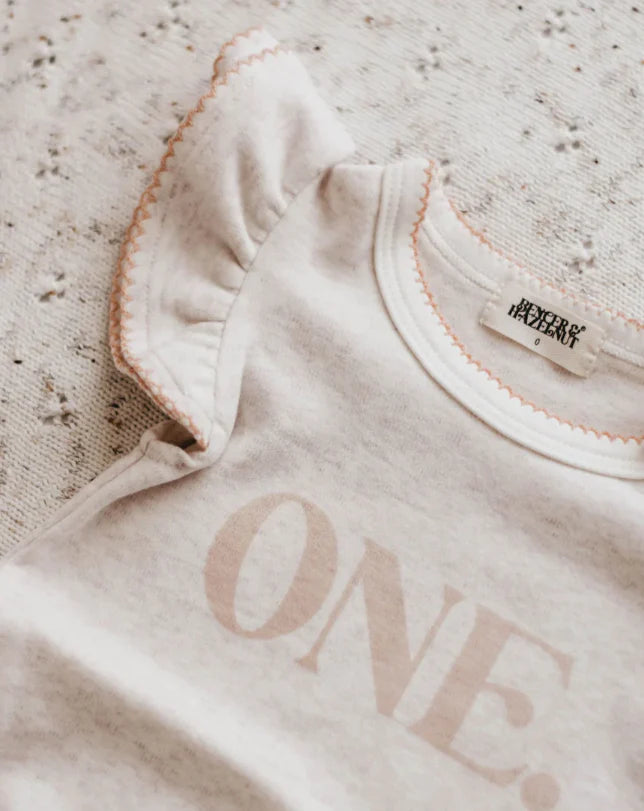 Bencer & Hazelnut One Birthday Bodysuit - Peach