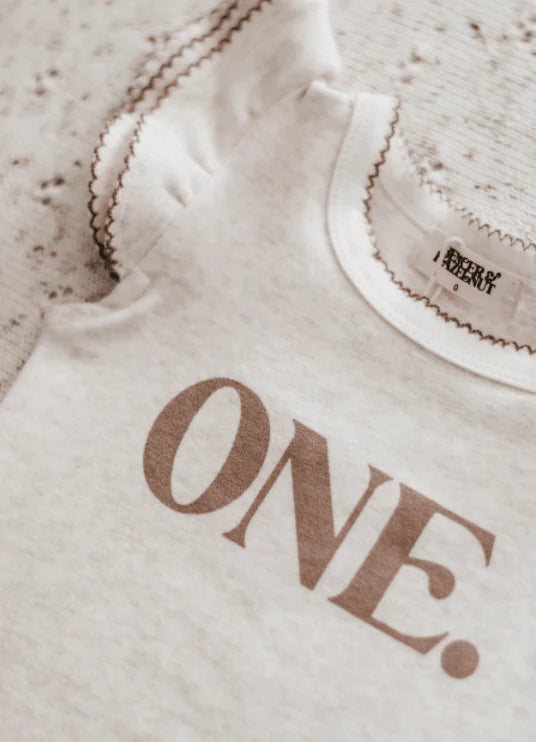 Bencer & Hazelnut One Birthday Bodysuit - Mushroom