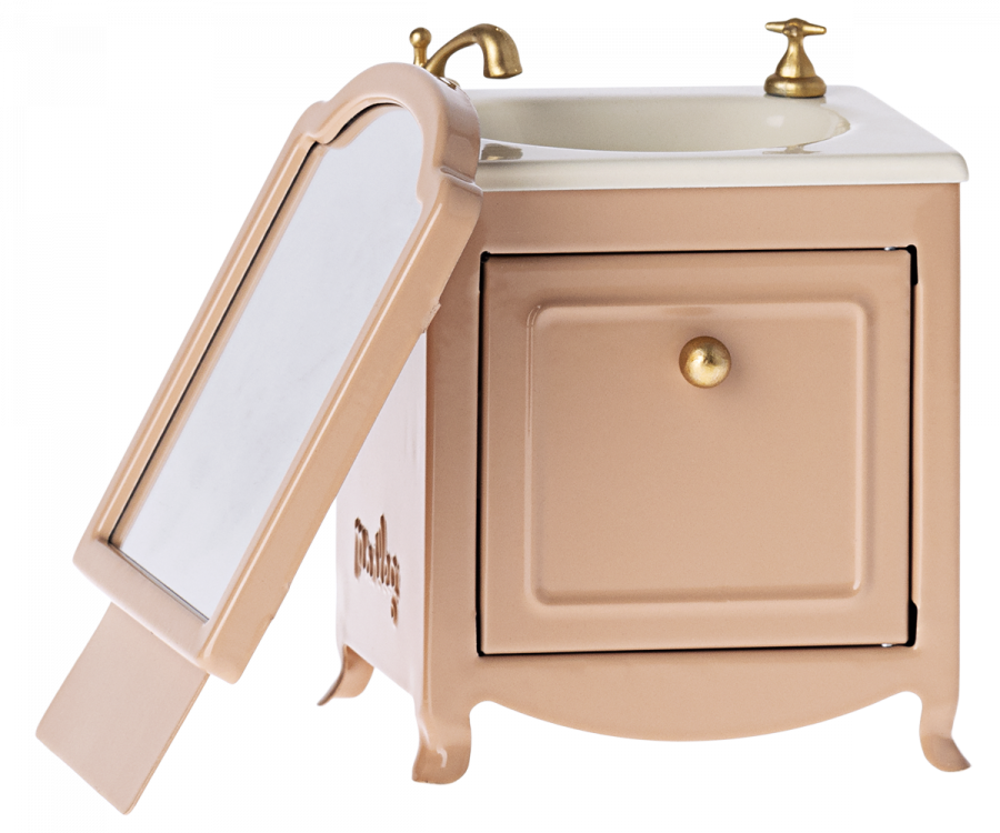 Maileg Sink dresser w. mirror, Mouse - Dark powder