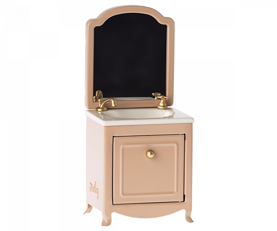 Maileg Sink dresser w. mirror, Mouse - Dark powder