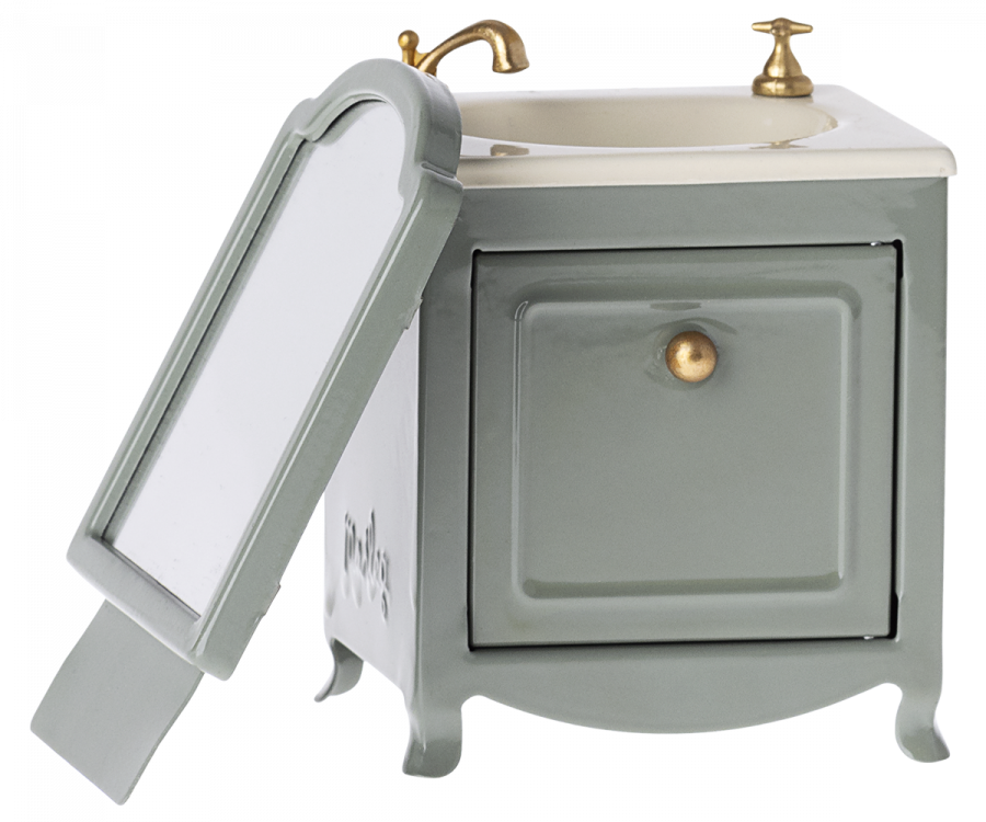 Maileg Sink dresser w. mirror, Mouse - Dark mint