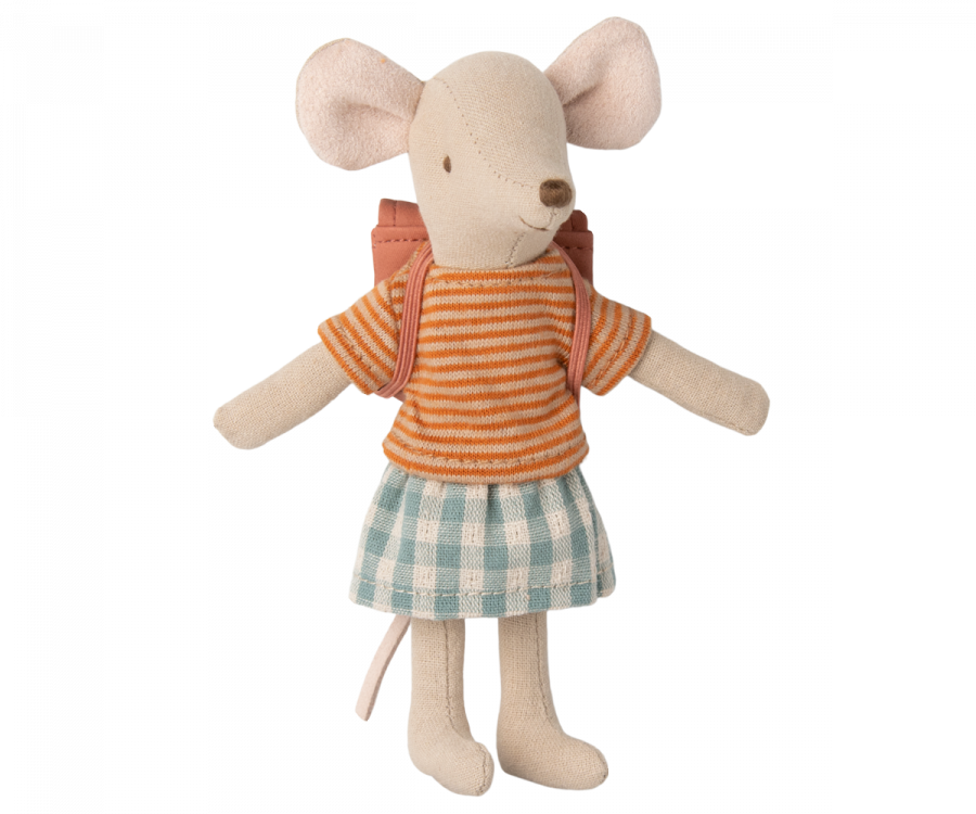 Maileg Tricycle mouse, Big sister with bag - Old rose
