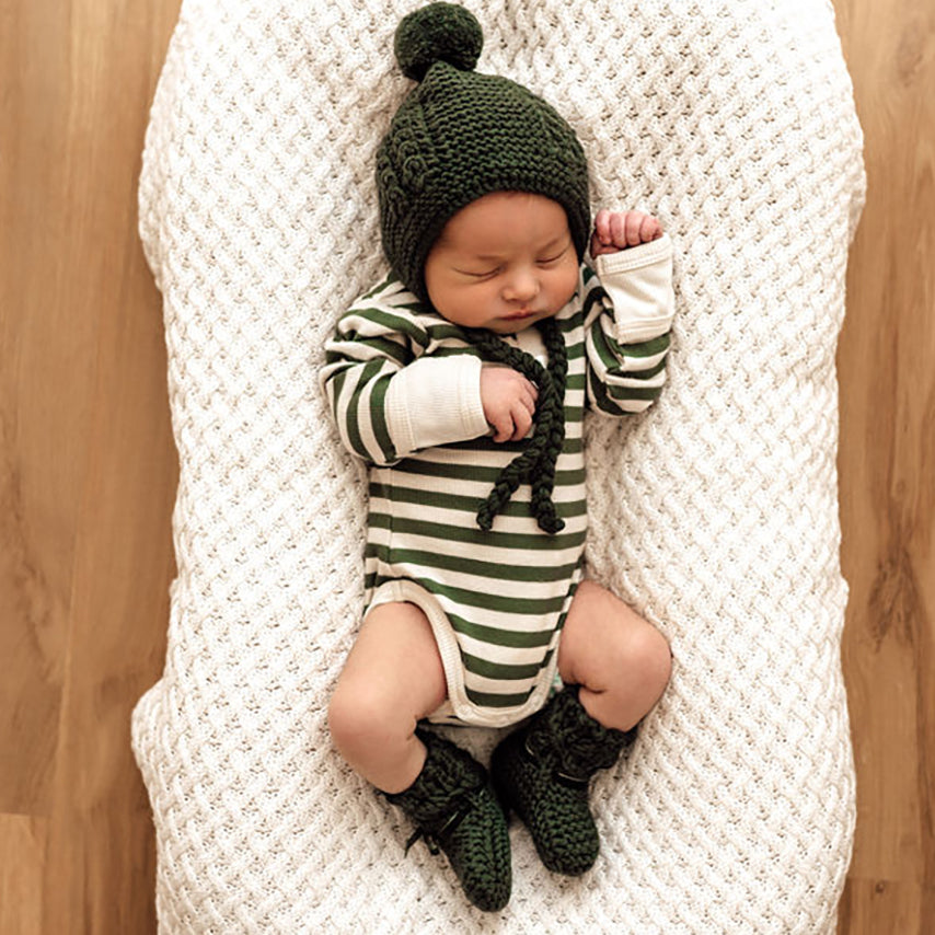 Snuggle Hunny Kids Olive Stripe Long Sleeve Bodysuit