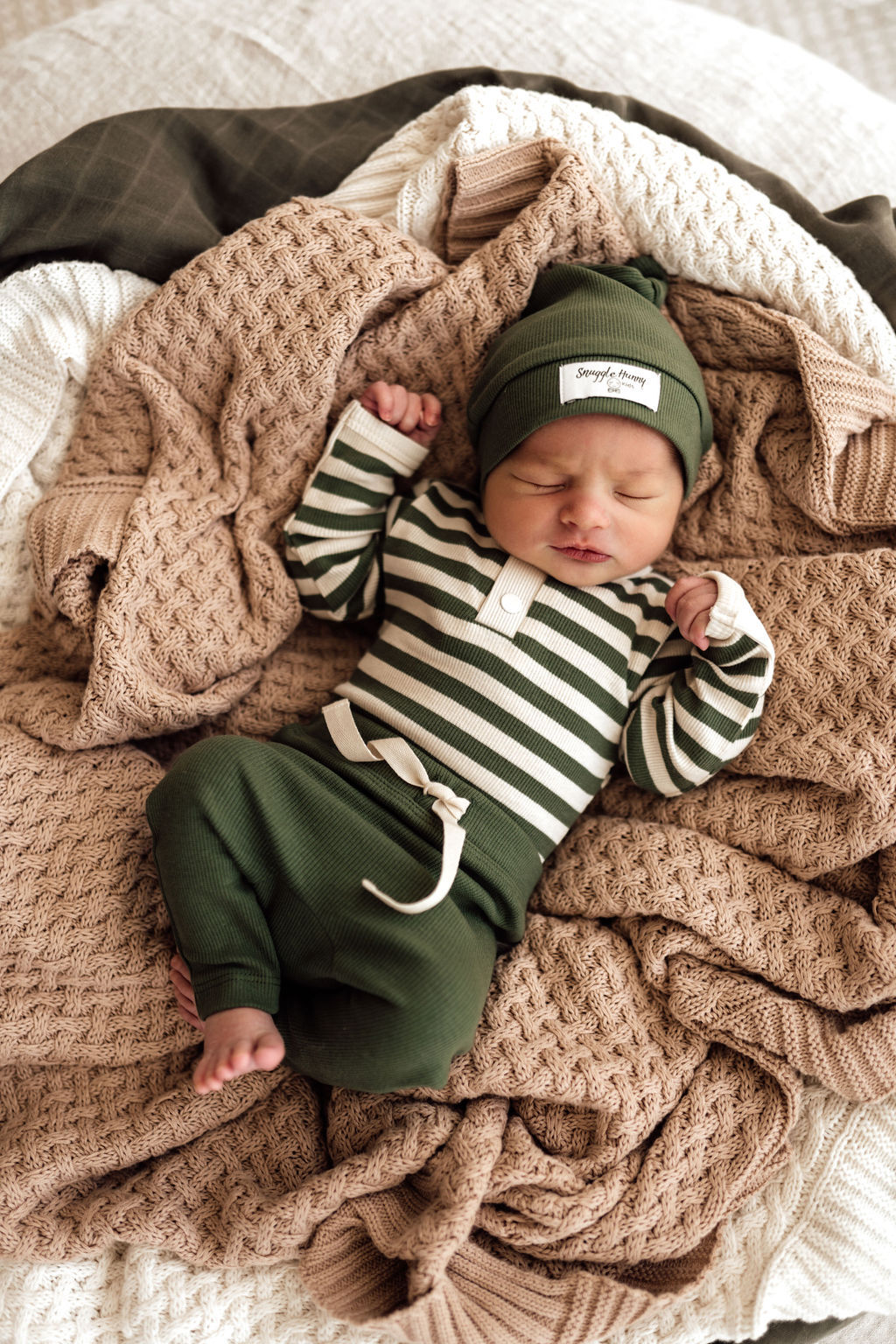 Snuggle Hunny Kids Olive Stripe Long Sleeve Bodysuit