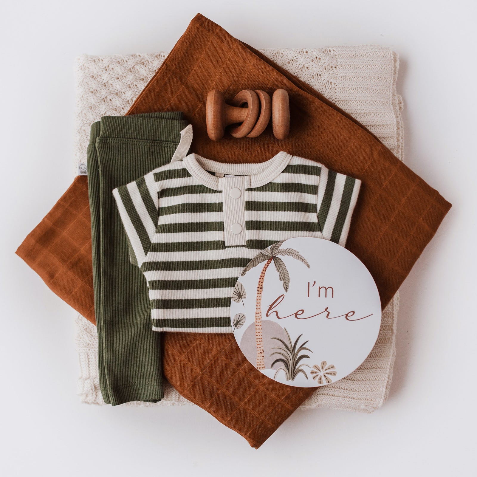 Snuggle Hunny Kids Olive Stripe Long Sleeve Bodysuit
