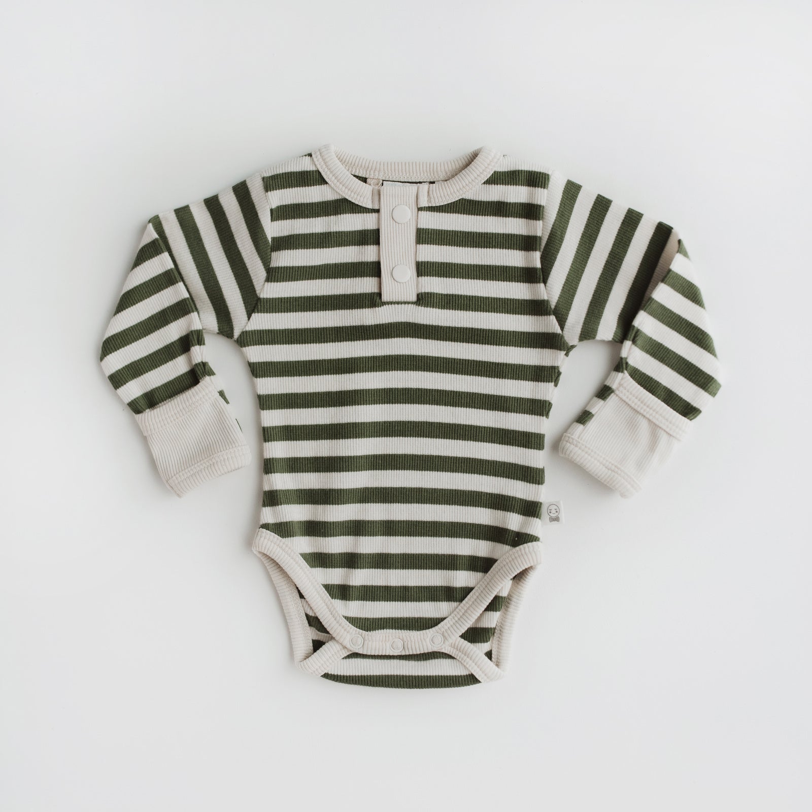 Snuggle Hunny Kids Olive Stripe Long Sleeve Bodysuit