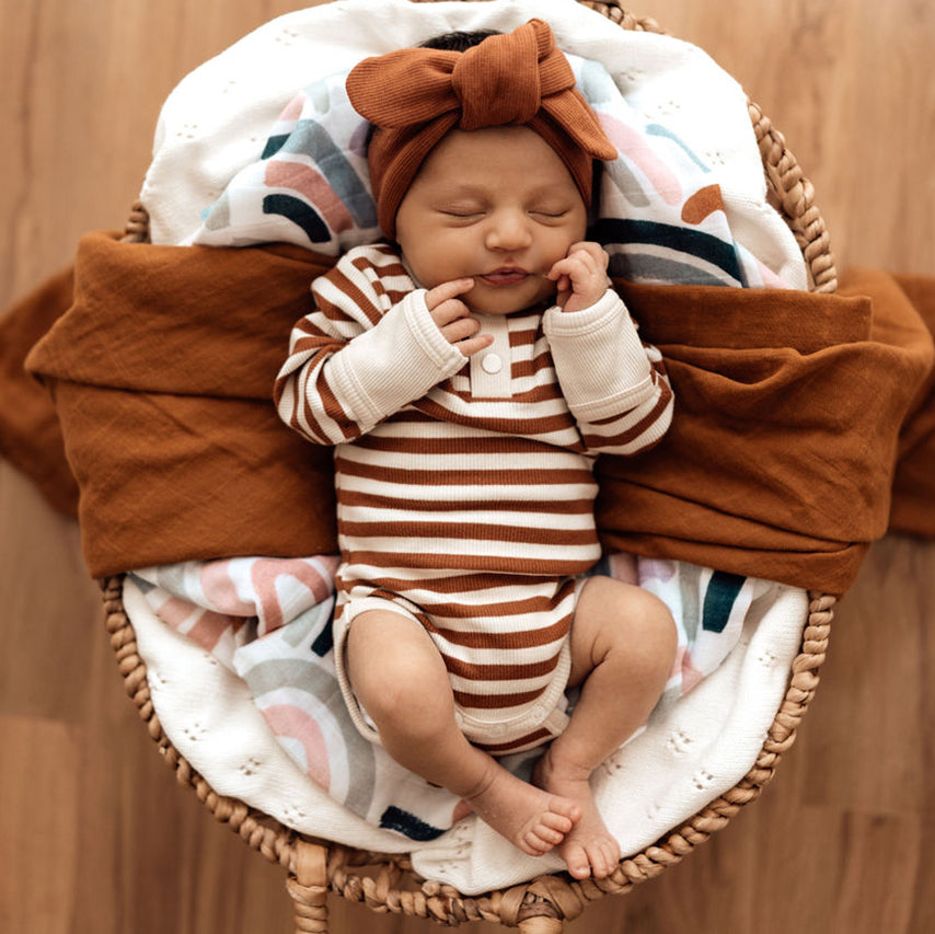 Snuggle Hunny Kids Biscuit Stripe Long Sleeve Bodysuit