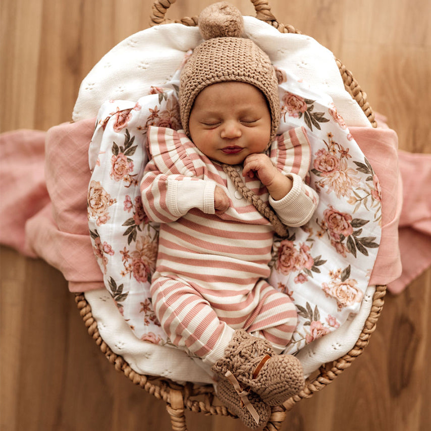 Snuggle Hunny Kids Rose Stripe Growsuit