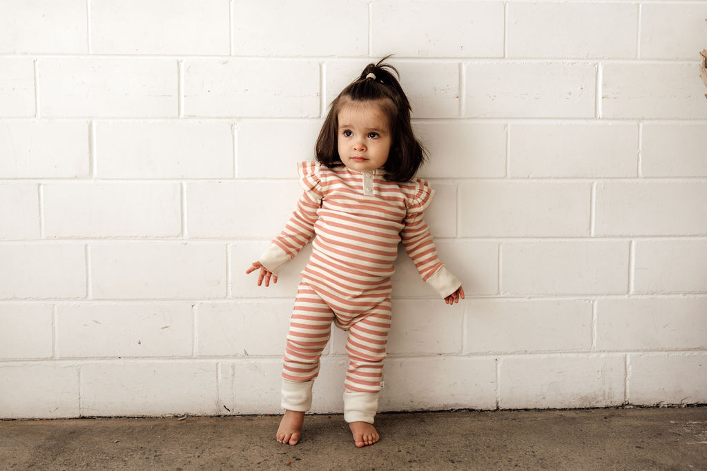 Snuggle Hunny Kids Rose Stripe Growsuit