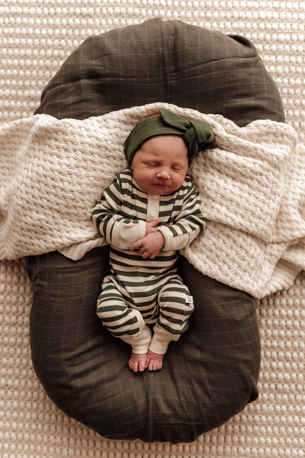 Snuggle Hunny Kids Olive Stripe Growsuit