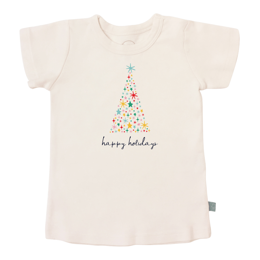 Finn & Emma Graphic Tee - Happy Holidays Tree