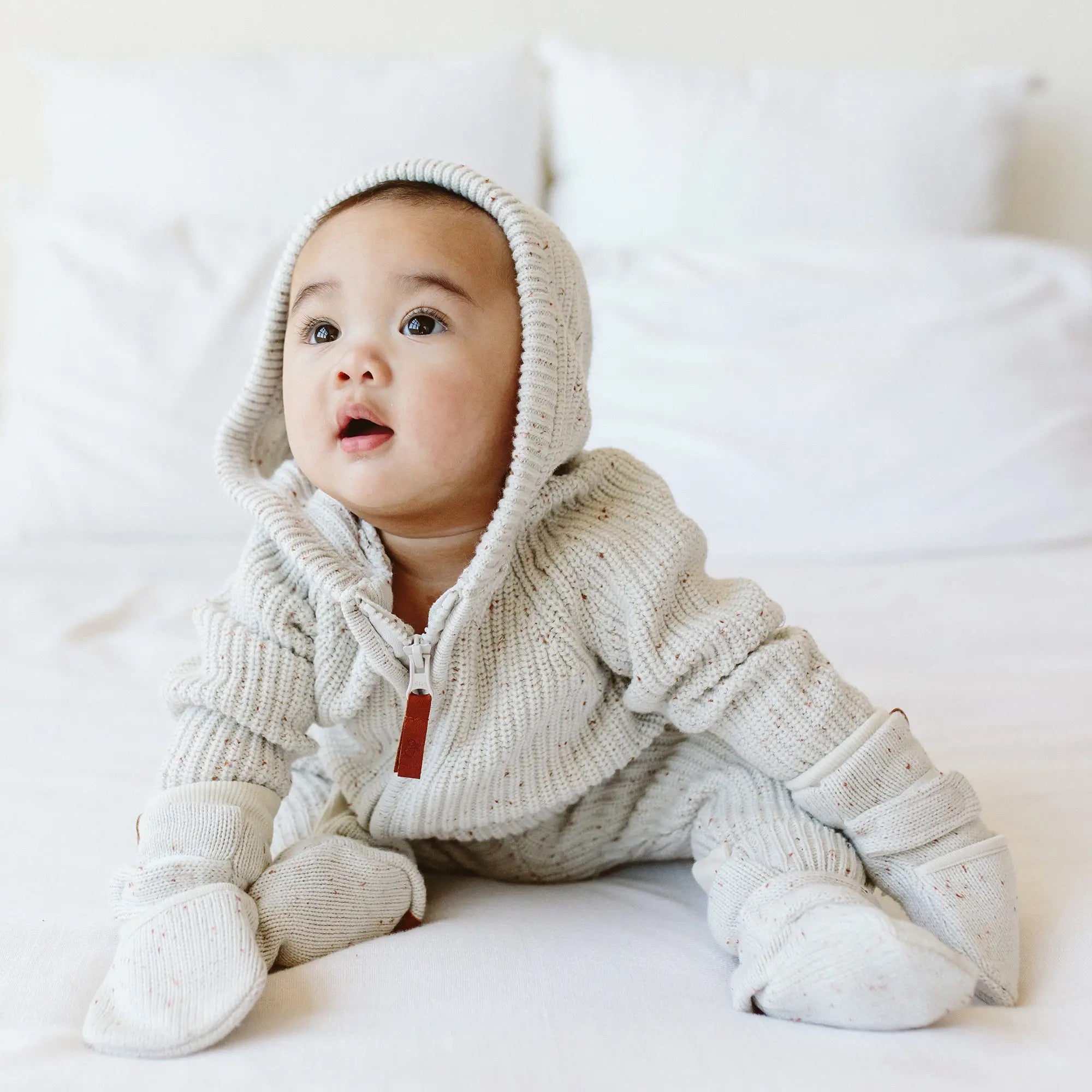 Goumikids Organic Cotton Kids Knit Hoodie - Shell