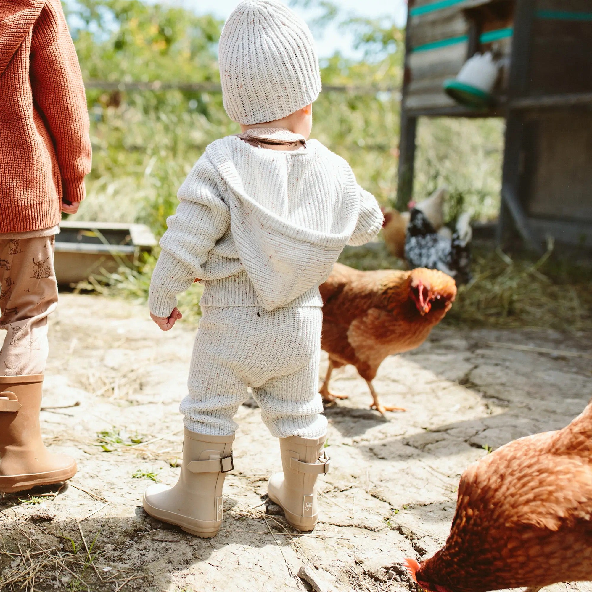 Goumikids Organic Cotton Kids Knit Hoodie - Shell