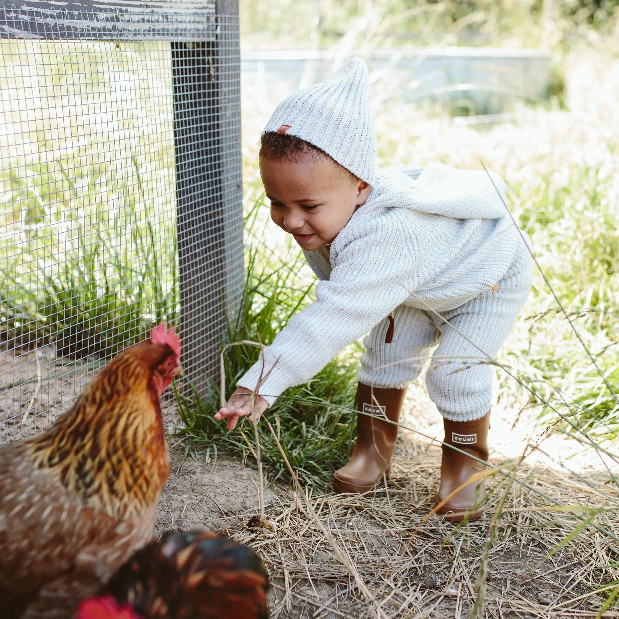 Goumikids Organic Cotton Kids Knit Hoodie - Shell