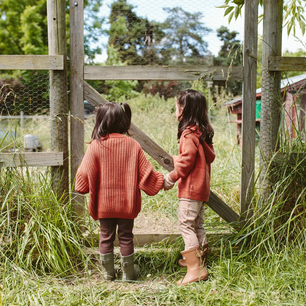 Goumikids Organic Cotton Kids Chunky Knit Sweater - Clay