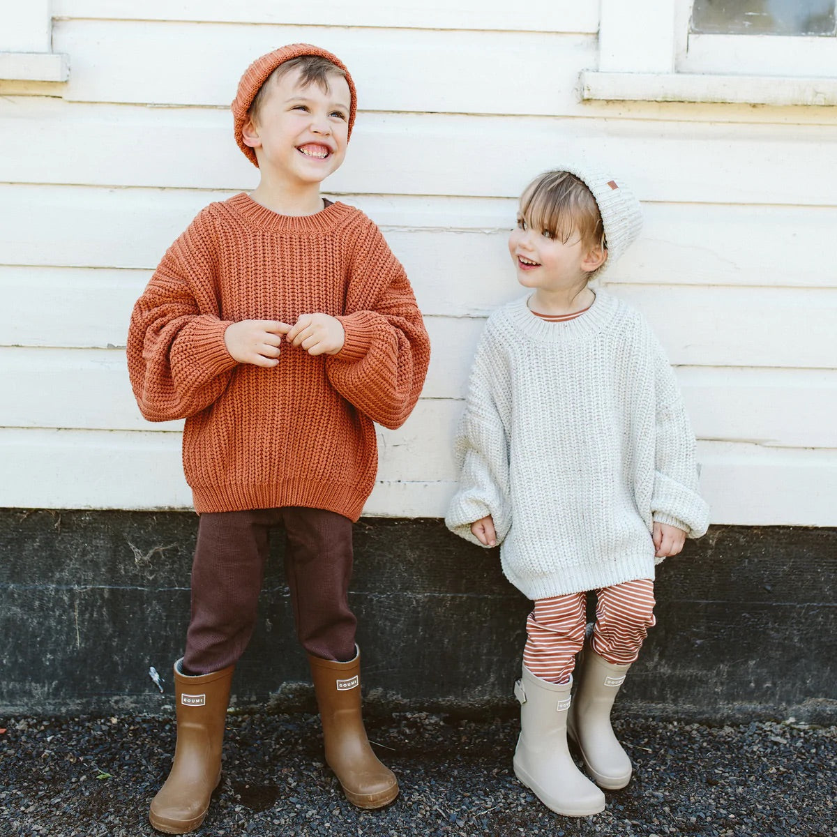 Goumikids Organic Cotton Kids Chunky Knit Sweater - Clay