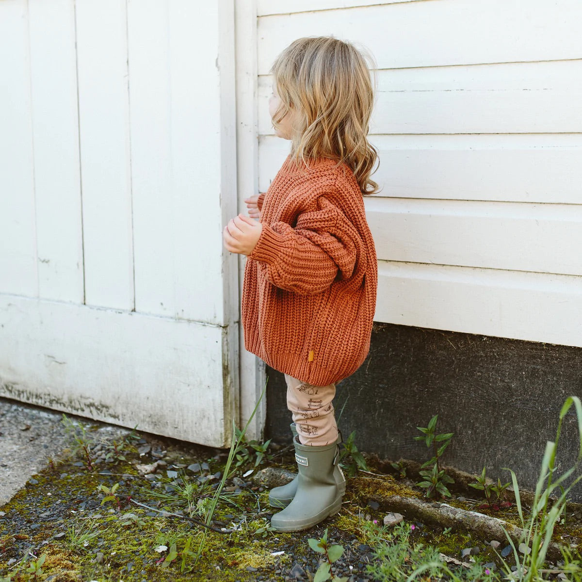 Goumikids Organic Cotton Kids Chunky Knit Sweater - Clay