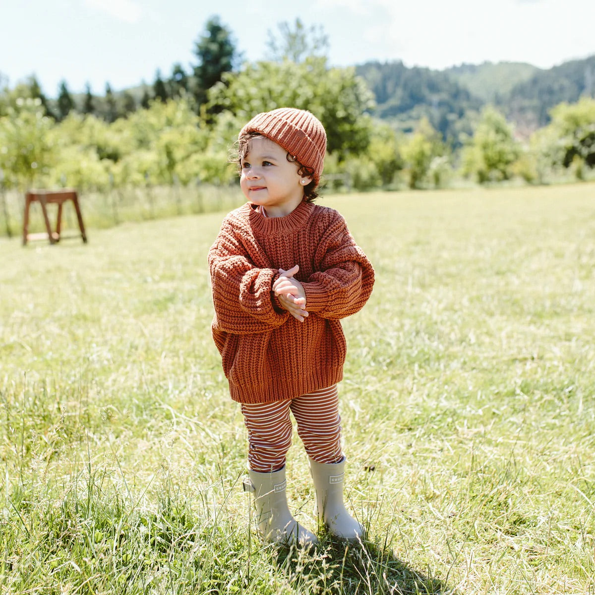 Goumikids Organic Cotton Kids Chunky Knit Sweater - Clay