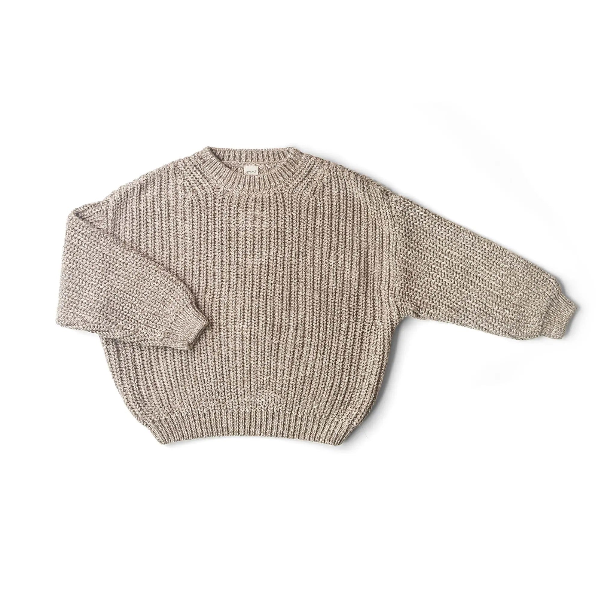 Goumikids Organic Cotton Kids Chunky Knit Sweater - Pecan