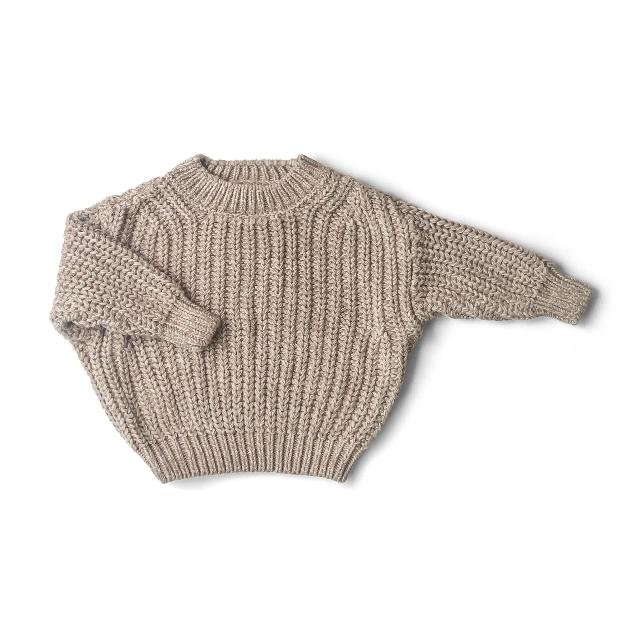 Goumikids Organic Cotton Kids Chunky Knit Sweater - Pecan