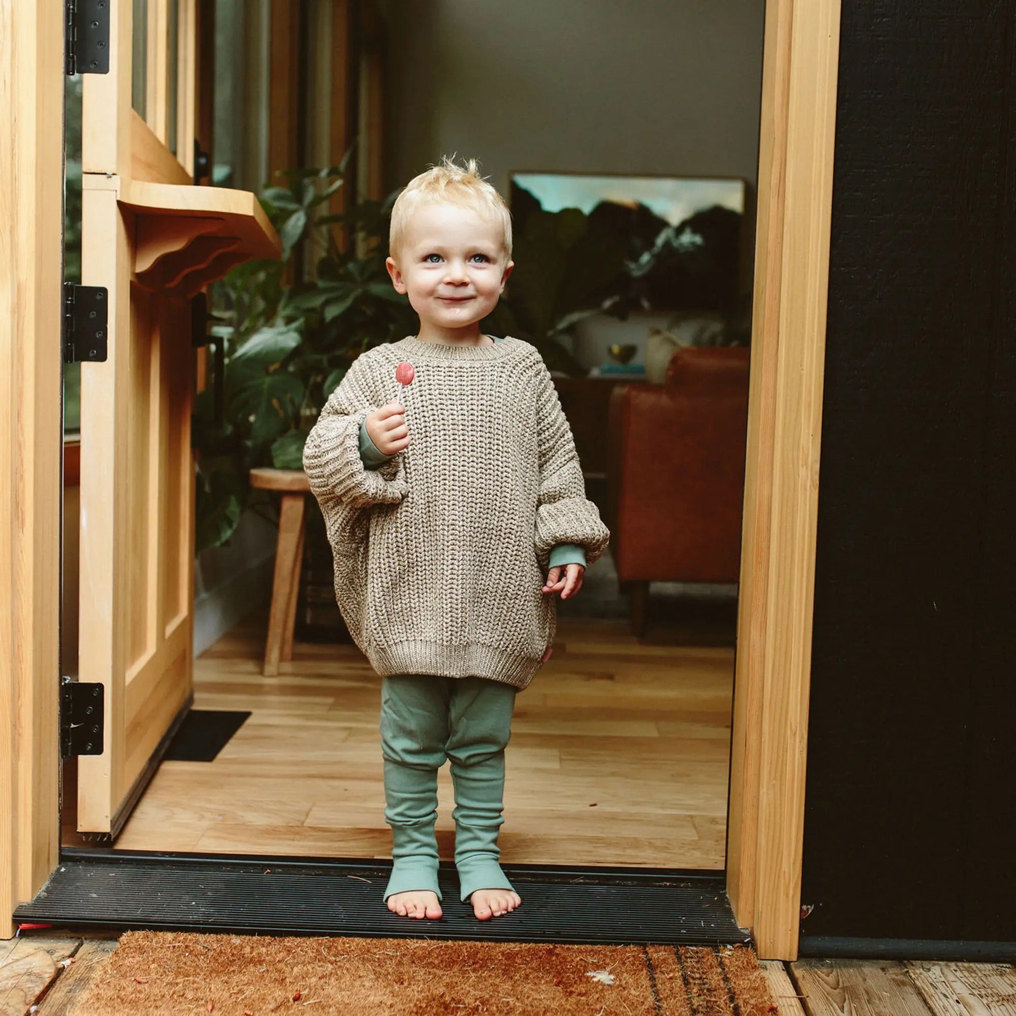 Goumikids Organic Cotton Kids Chunky Knit Sweater - Pecan