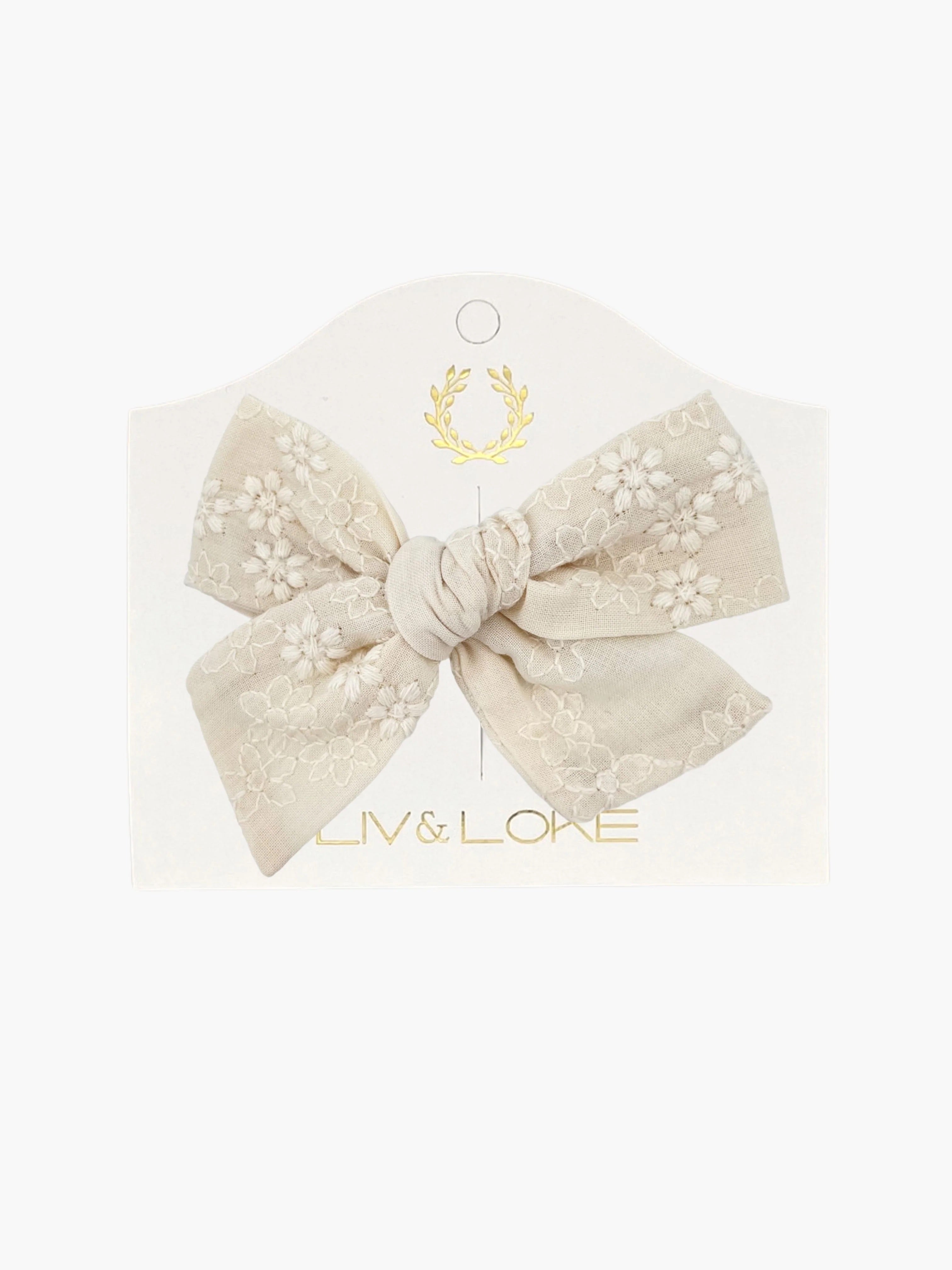Liv & Loke Ester Rosette - Natural embroidered bow