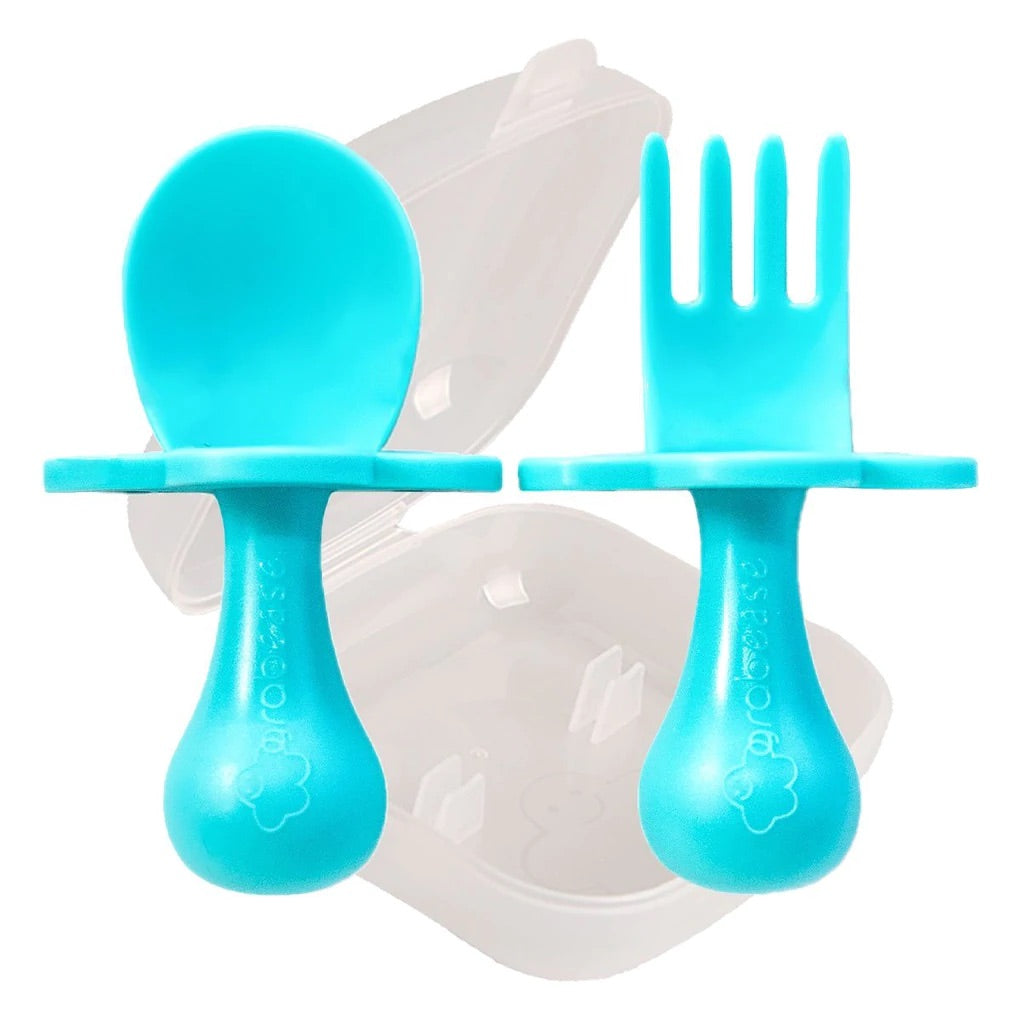 Grabease Ergonomic Utensils with Travel Case - Teal My Heart