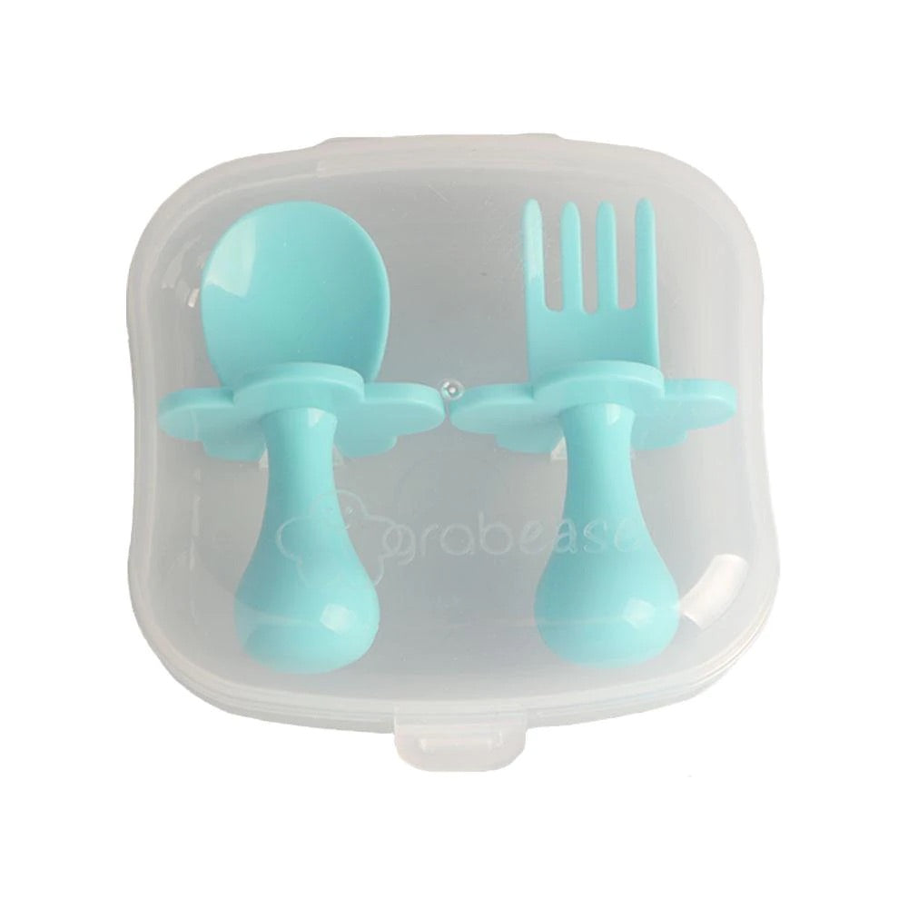 Grabease Ergonomic Utensils with Travel Case - Teal My Heart