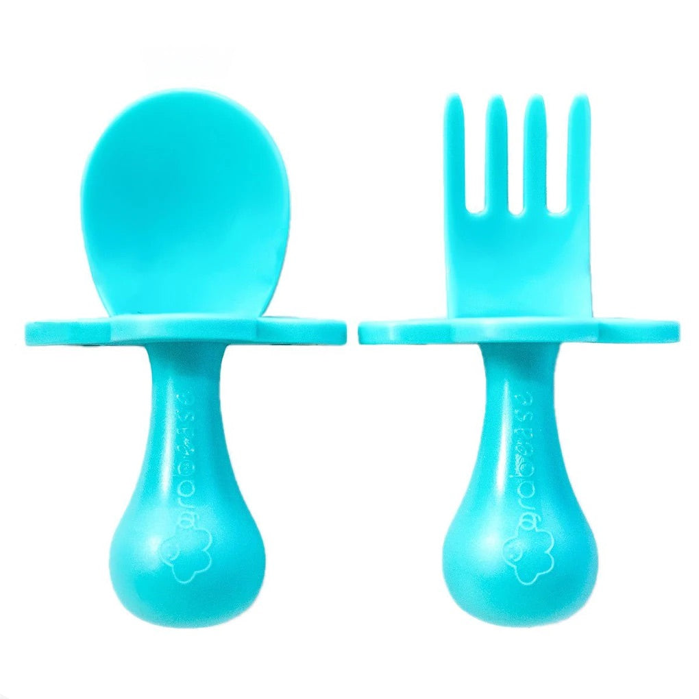 Grabease Ergonomic Utensils with Travel Case - Teal My Heart
