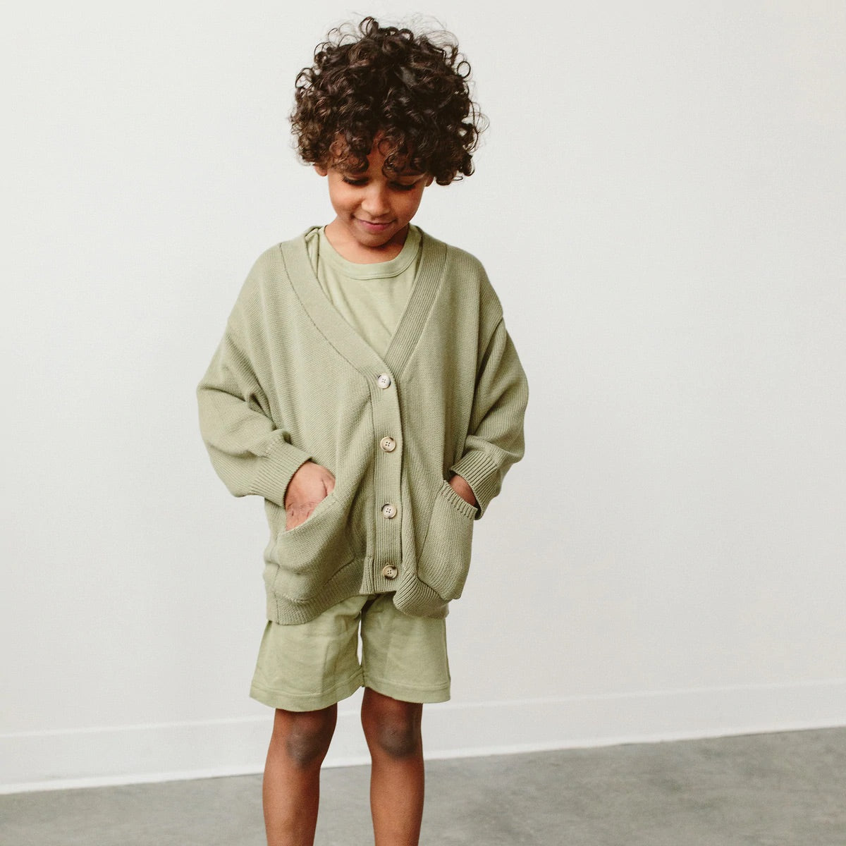 Goumikids Knit Button-up Sweater - Artichoke