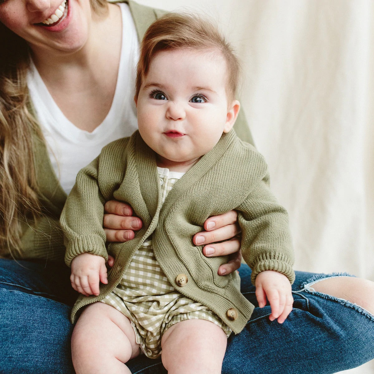 Goumikids Knit Button-up Sweater - Artichoke