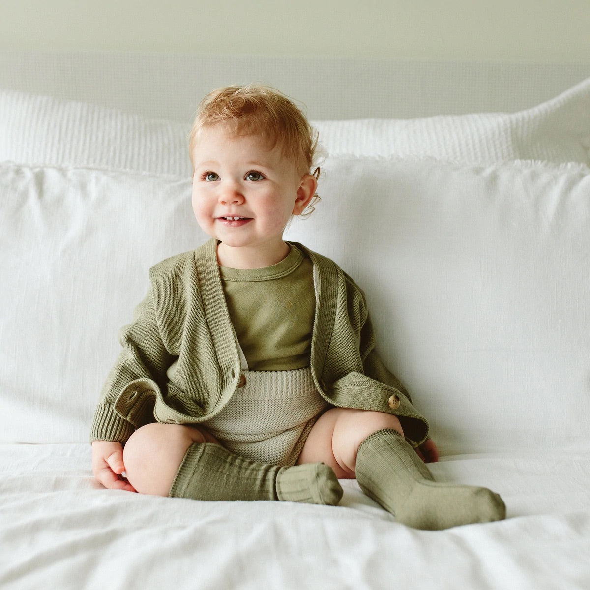 Goumikids Knit Button-up Sweater - Artichoke