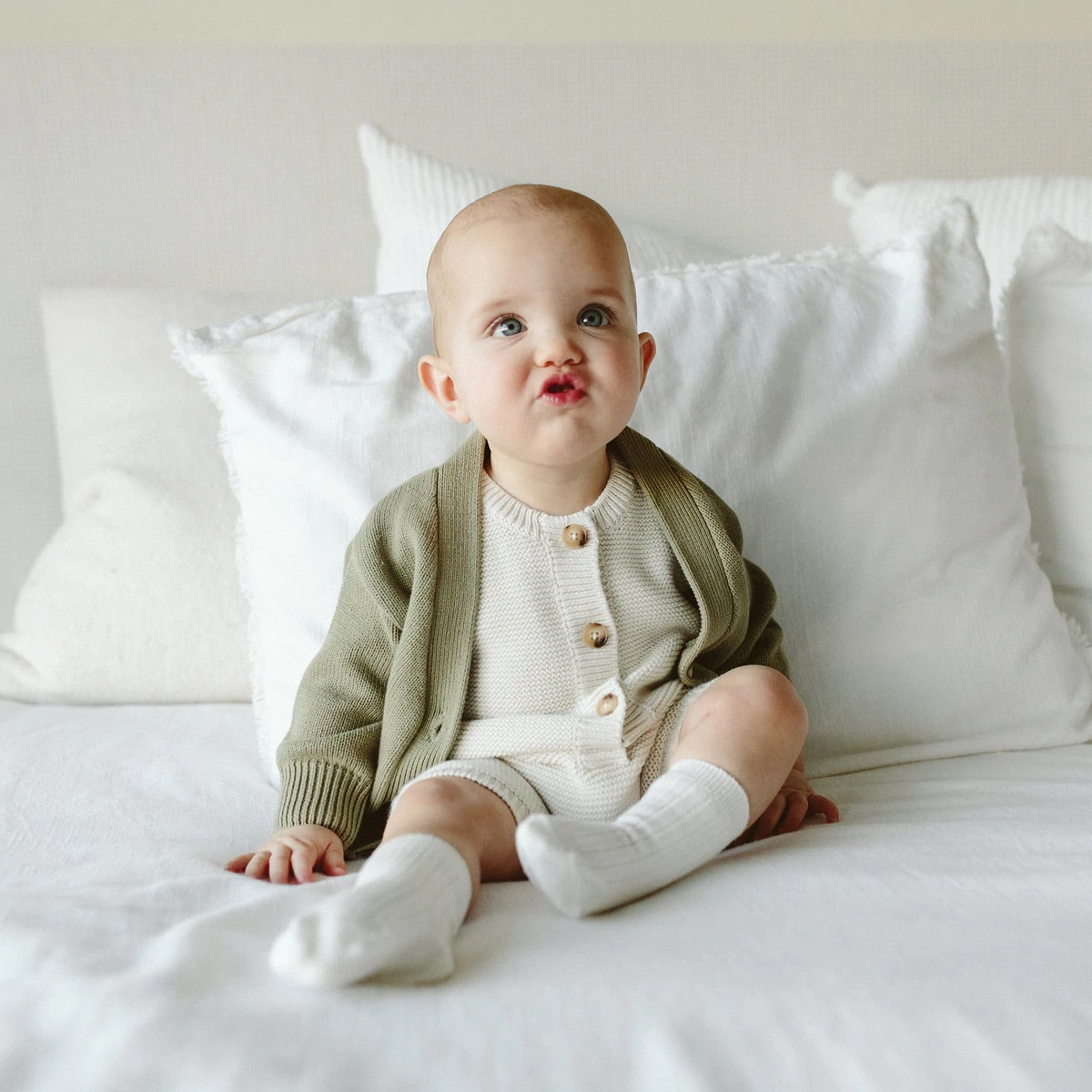 Goumikids Knit Button-up Sweater - Artichoke