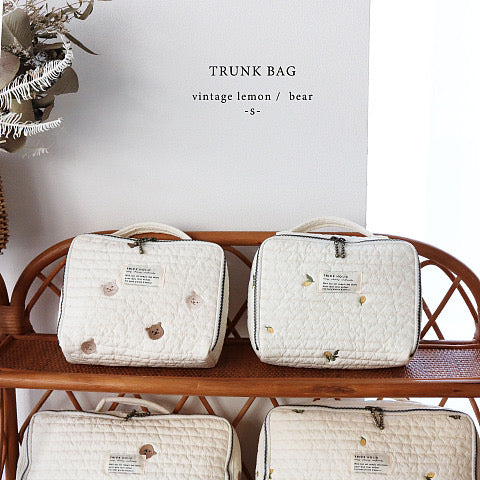 Trick Holic 100s Premium Quilt Embroidery Trunk Bag Small - Lemon