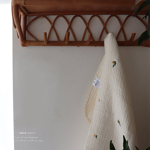 Trick Holic 6 Layers Gauze Embroidery Blanket - Lemon