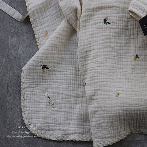 Trick Holic 6 Layers Gauze Embroidery Blanket - Lemon