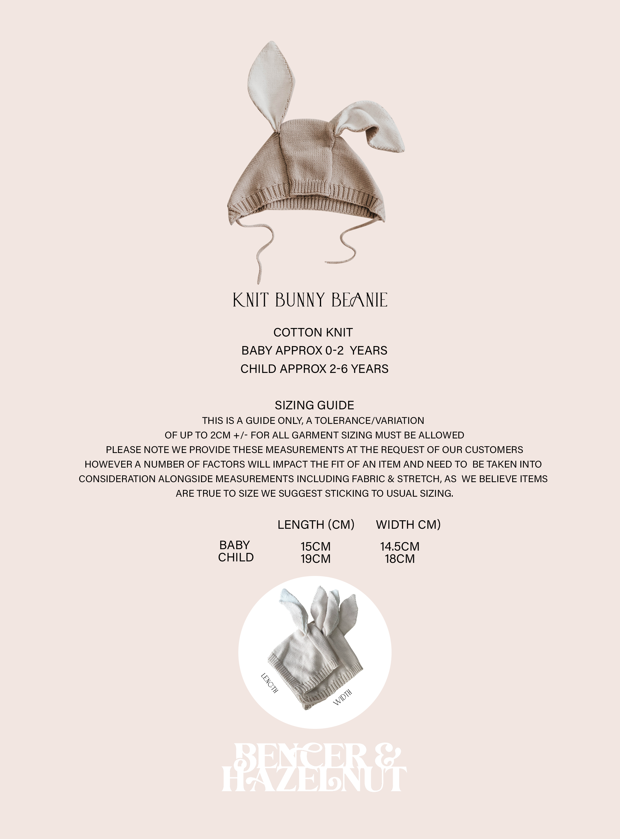 Bencer & Hazelnut Little Bunny - Knit Beanie